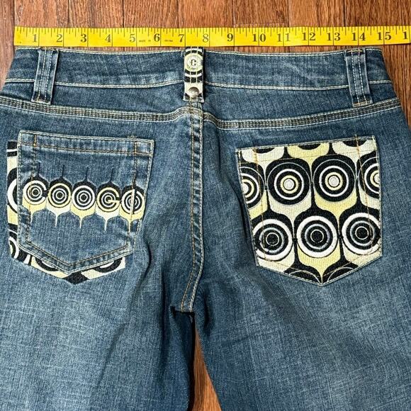 Rare NWT Vintage Coogi 29"W 31"L Low-Rise Flare Jeans Y2K Geometric Embroidery - Picture 6 of 16